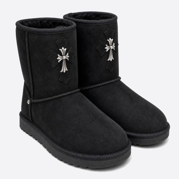 クロムハーツ x UGG クロス レザーパッチ Mid Snow ブーツ ブラック