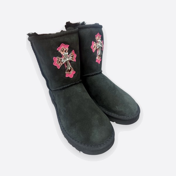 クロムハーツ x UGG Haircalf Mid Snow ブーツ ブラック ピンク