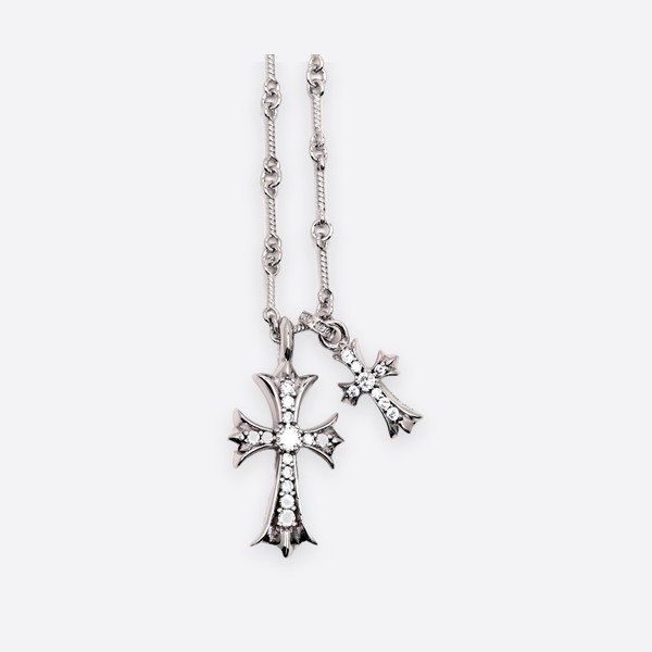 クロムハーツ ダブルクロス ネックレス 18K ゴールドプレーテッド