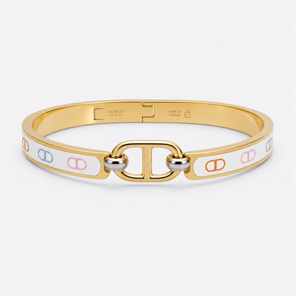 エルメス クリック H エナメル ブレスレット ホワイト フローラル