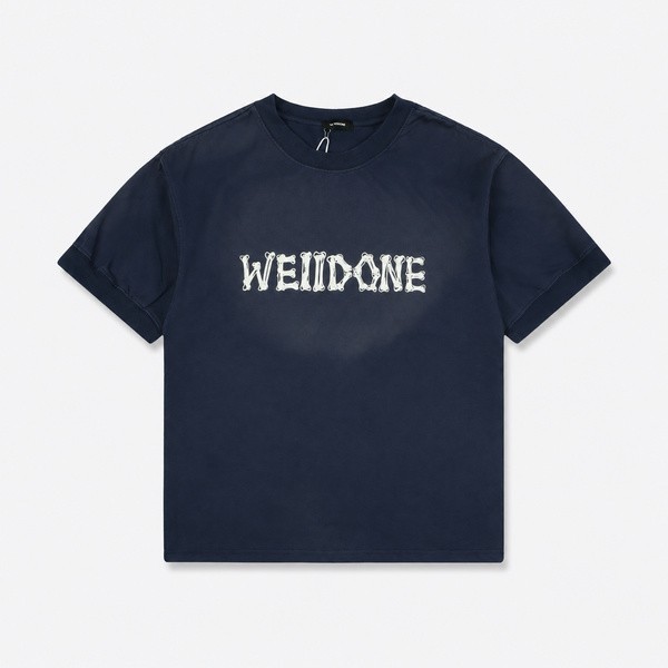 ウェルダン スケルトンレター プリントTシャツ ネイビー
