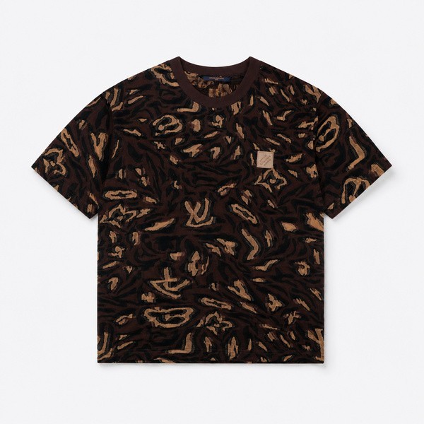 ルイ・ヴィトン アブストラクトラップ ジャカードTシャツ ブラウン