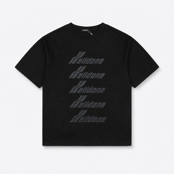 ウェルダン 5ロウ レタープリントTシャツ ブラック