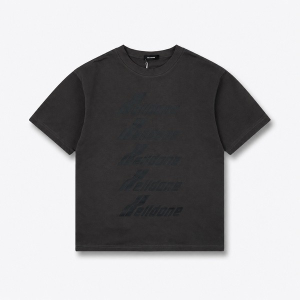 ウェルダン 5ロウ レタープリントTシャツ グレー
