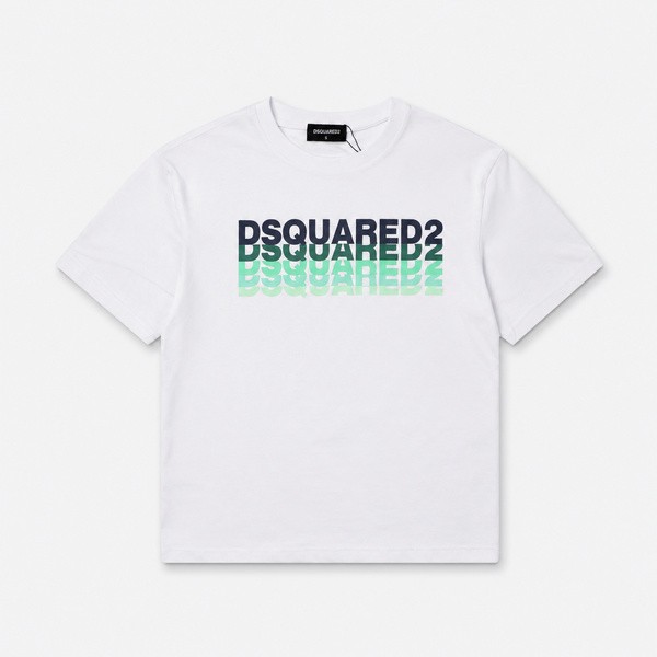 ディースクエアード2 バーティカルグラデーション ロゴTシャツ ホワイト