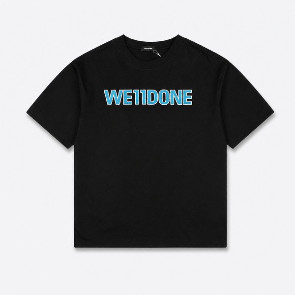 ウェルダン クラックドブルー レタープリントTシャツ ブラック