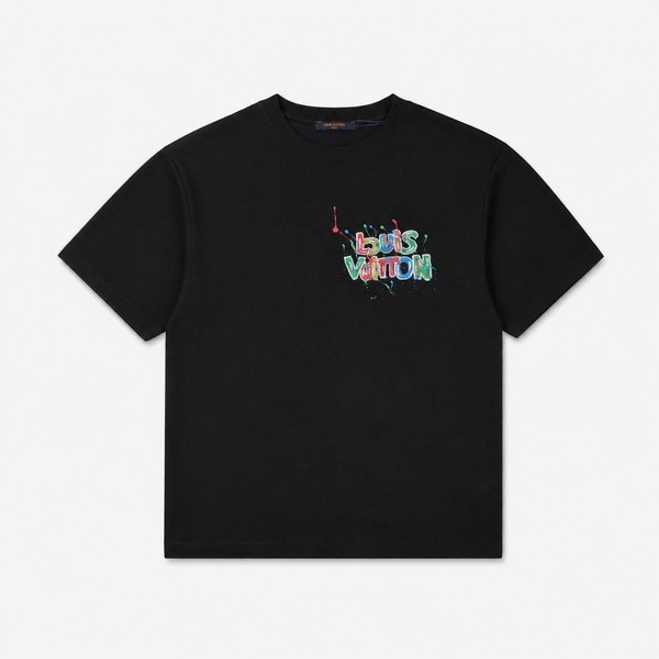 ルイ・ヴィトン ペインテッドモノグラム レターTシャツ ブラック
