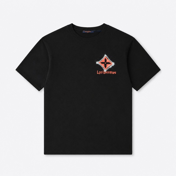 ルイ・ヴィトン ダークレッド ダイヤモンドグラフィティTシャツ ブラック