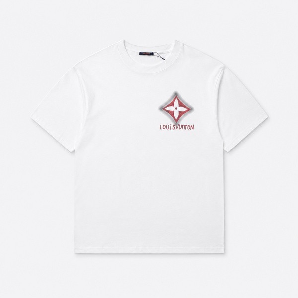 ルイ・ヴィトン ダークレッド ダイヤモンドグラフィティTシャツ ホワイト