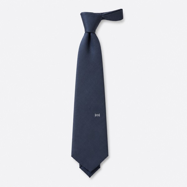 エルメス Hロゴ シルクネクタイ ネイビー