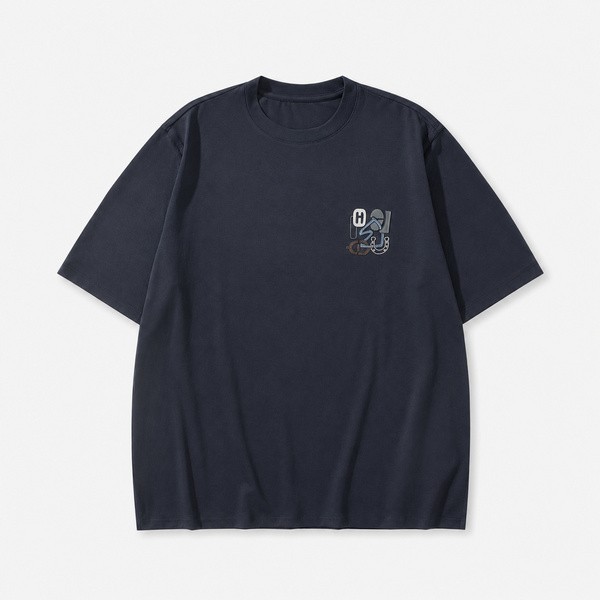 エルメス H Puzzle レザーパッチ Tシャツ ネイビー
