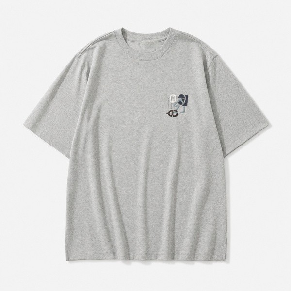 エルメス H Puzzle レザーパッチ Tシャツ グレー