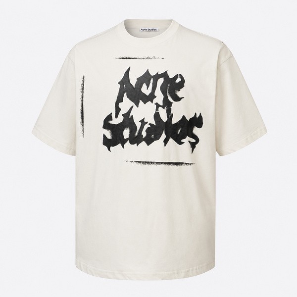 アクネ ストゥディオズ ダメージ加工 グラフィティロゴ Tシャツ アイボリー