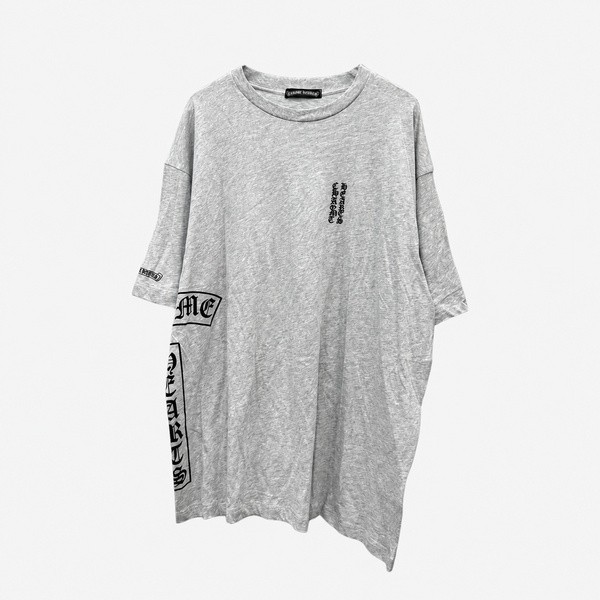 クロムハーツ 縦型ロゴグラフィック オーバーサイズTシャツ 杢グレー