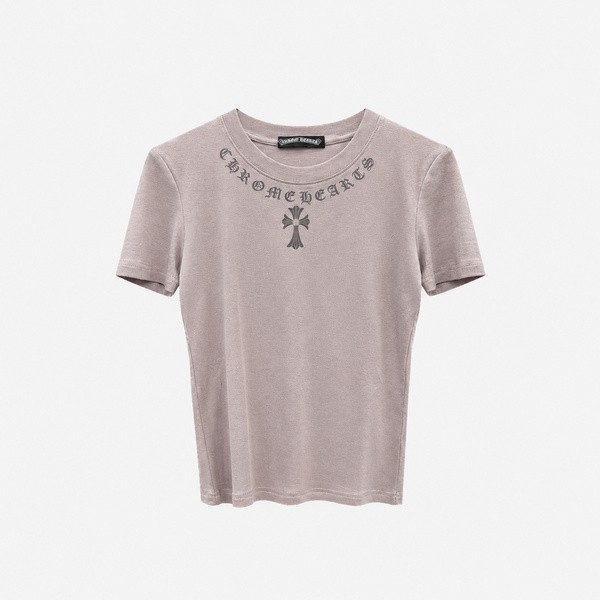 クロムハーツ ホースシュー襟ロゴ フィットTシャツ ダスティモーヴ 6XX988