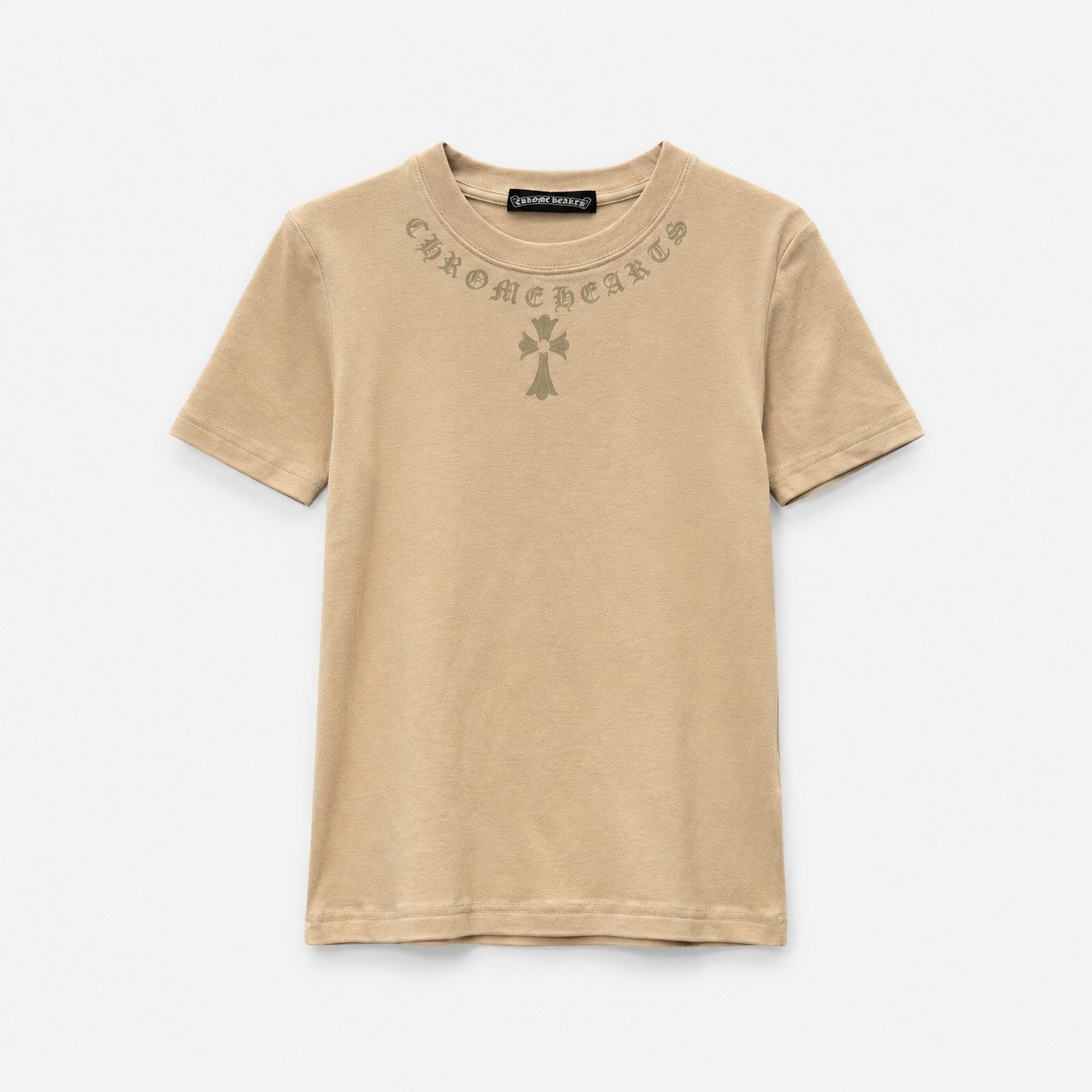 クロムハーツ ホースシュー襟ロゴ フィットTシャツ サンド 6XX988