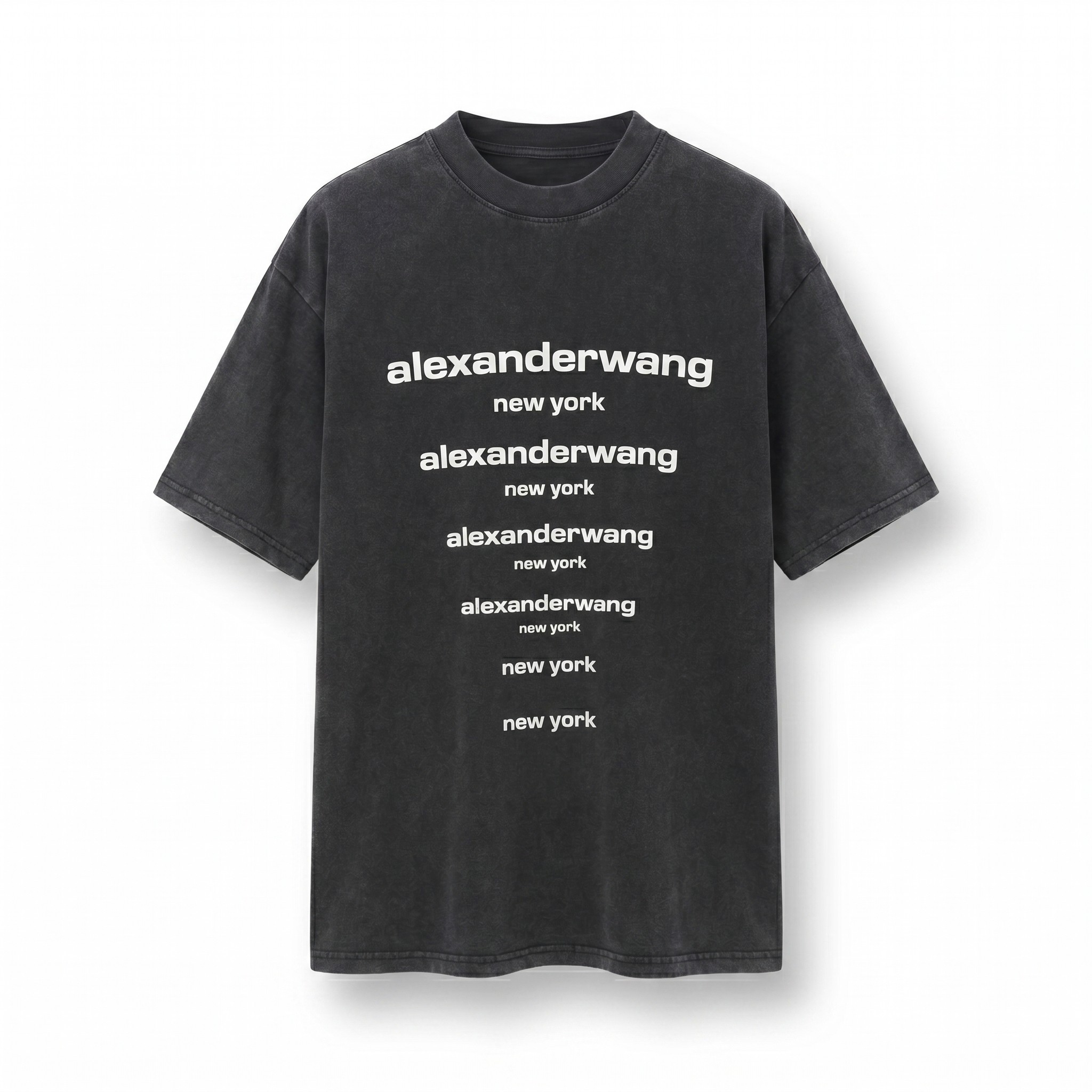 アレキサンダーワン 黒 ウォッシュ ロゴグラフィック Tシャツ