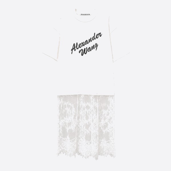 アレキサンダーワン ラインストーンロゴ Tシャツ レースパネルドレス