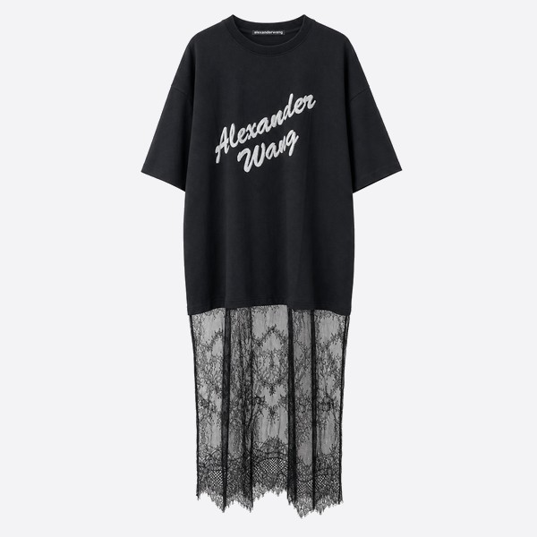 アレキサンダーワン グラフィックTシャツ レースパネルワンピース