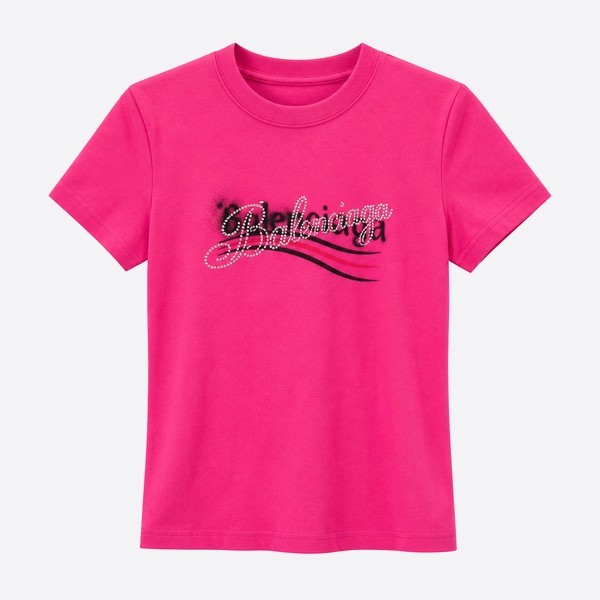 バレンシアガ ラインストーン グラフィック ウォッシュド Tシャツ