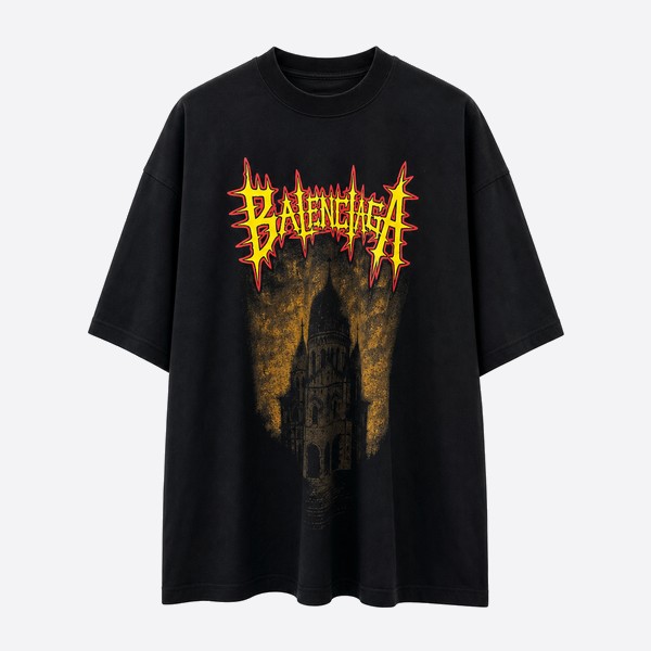 バレンシアガ ダメージロゴ ウォッシュ加工Tシャツ