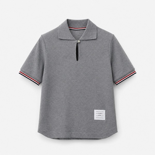 トムブラウン ポロカラー カーブヘム Tシャツ グレー