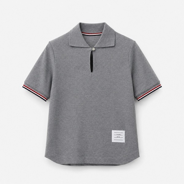 トムブラウン ポロカラー カーブヘム Tシャツ グレー