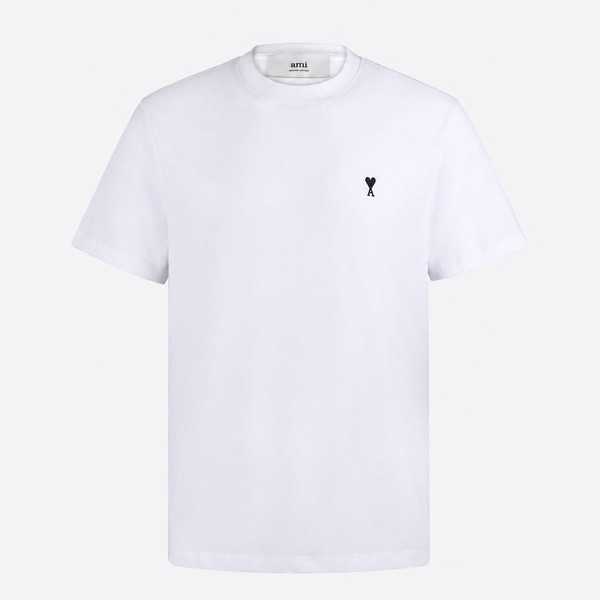 アミ パリス アミ・ド・クール 薄手コットン Tシャツ ホワイト ブラック HTS346.724.100