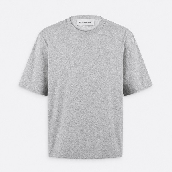 アミ パリス 型押し アミ・ド・クール コットン Tシャツ ヘザーアッシュグレー UTS357.726-0951