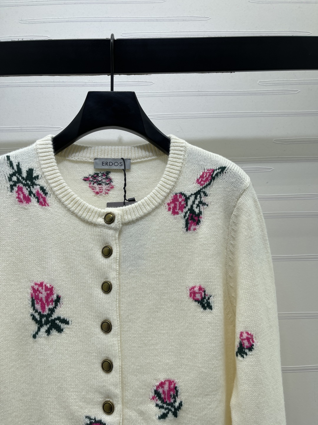 オルドス フラワー刺繍 ウールカーディガン アイボリー 詳細画像 3