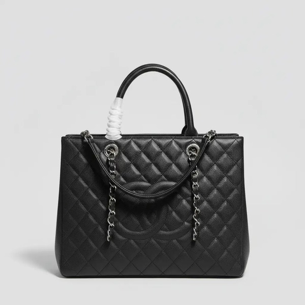 シャネル グランドショッピング トート GST キャビア ブラック シルバー金具