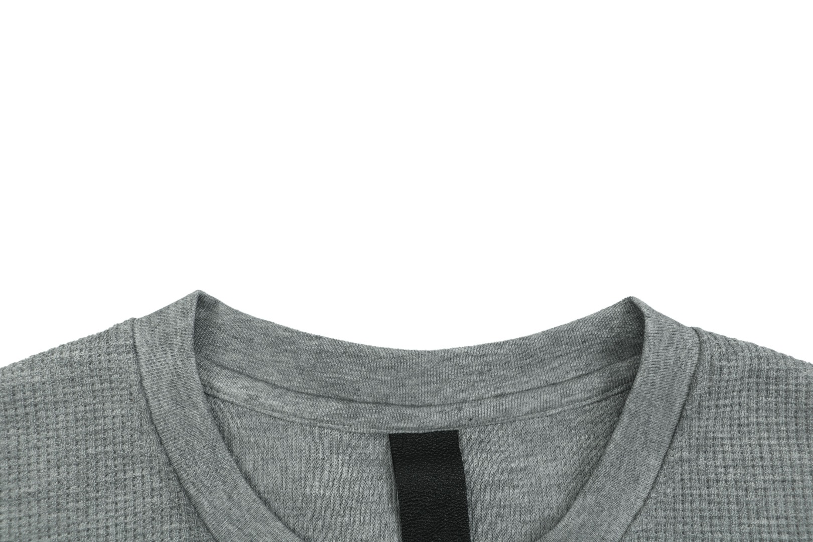 クロムハーツ レザークロスパッチ ワッフル ヘンリーネック ロングスリーブ Tシャツ グレー 詳細画像 2