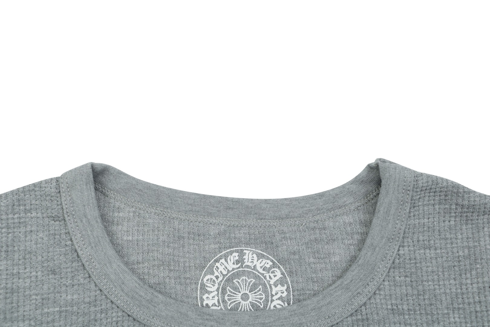 クロムハーツ ホースシュー ロゴ フローラル スクロール スリーブ プリント ワッフル ロングスリーブ Tシャツ グレー 詳細画像 2