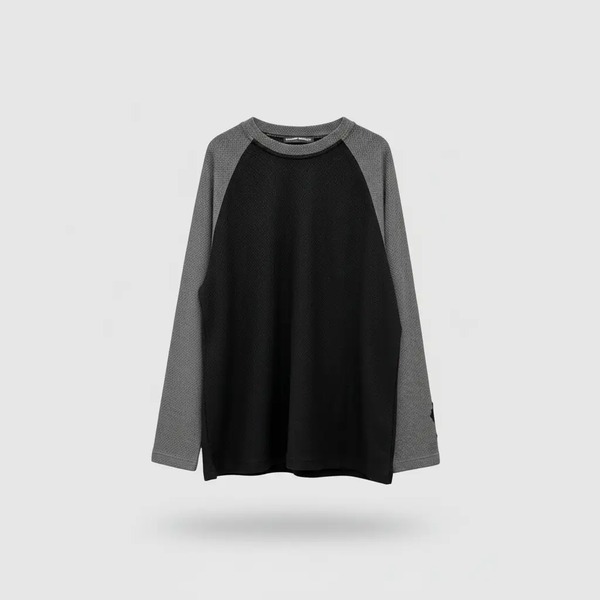 クロムハーツ クロスパッチ ラグラン長袖Tシャツ ブラック×グレー