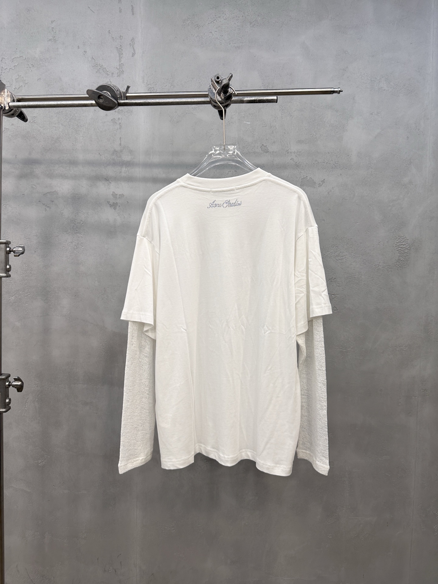 アクネ ストゥディオズ フェイクレイヤード長袖Tシャツ ホワイト/グレー 詳細画像 3