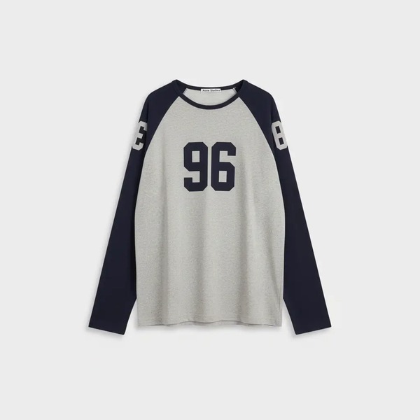 アクネ ストゥディオズ カラーブロック ラグラン長袖Tシャツ グレー×ネイビー
