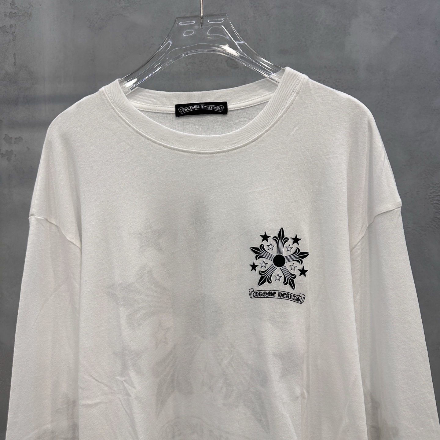 クロムハーツ スタープリント リネンコットン 長袖Tシャツ ホワイト 詳細画像 2