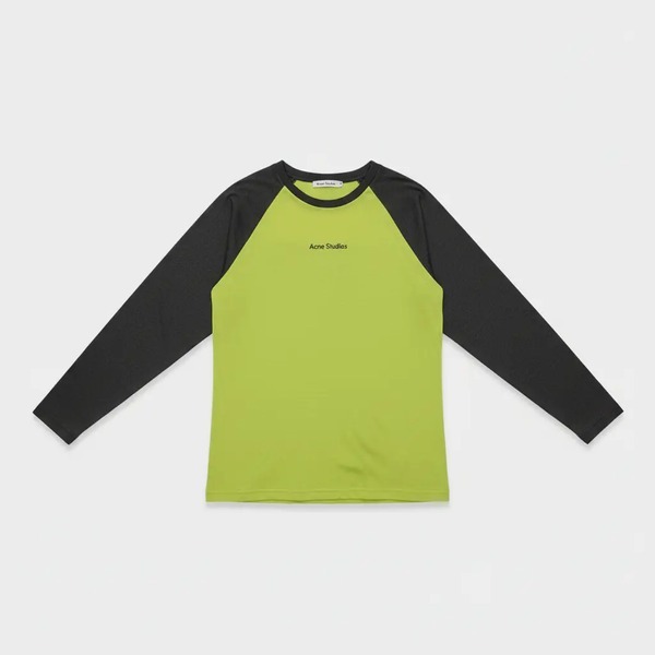 アクネ ストゥディオズ ラグランスリーブ ロングTシャツ ネオンイエロー×ブラック
