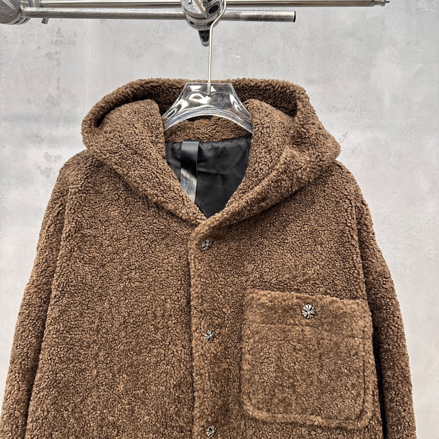 クロムハーツ フェイクムートン フーデッドジャケット ブラウン 詳細画像 2