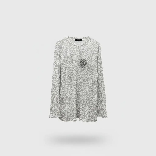 クロムハーツ レオパード柄 リネン長袖Tシャツ ホワイト