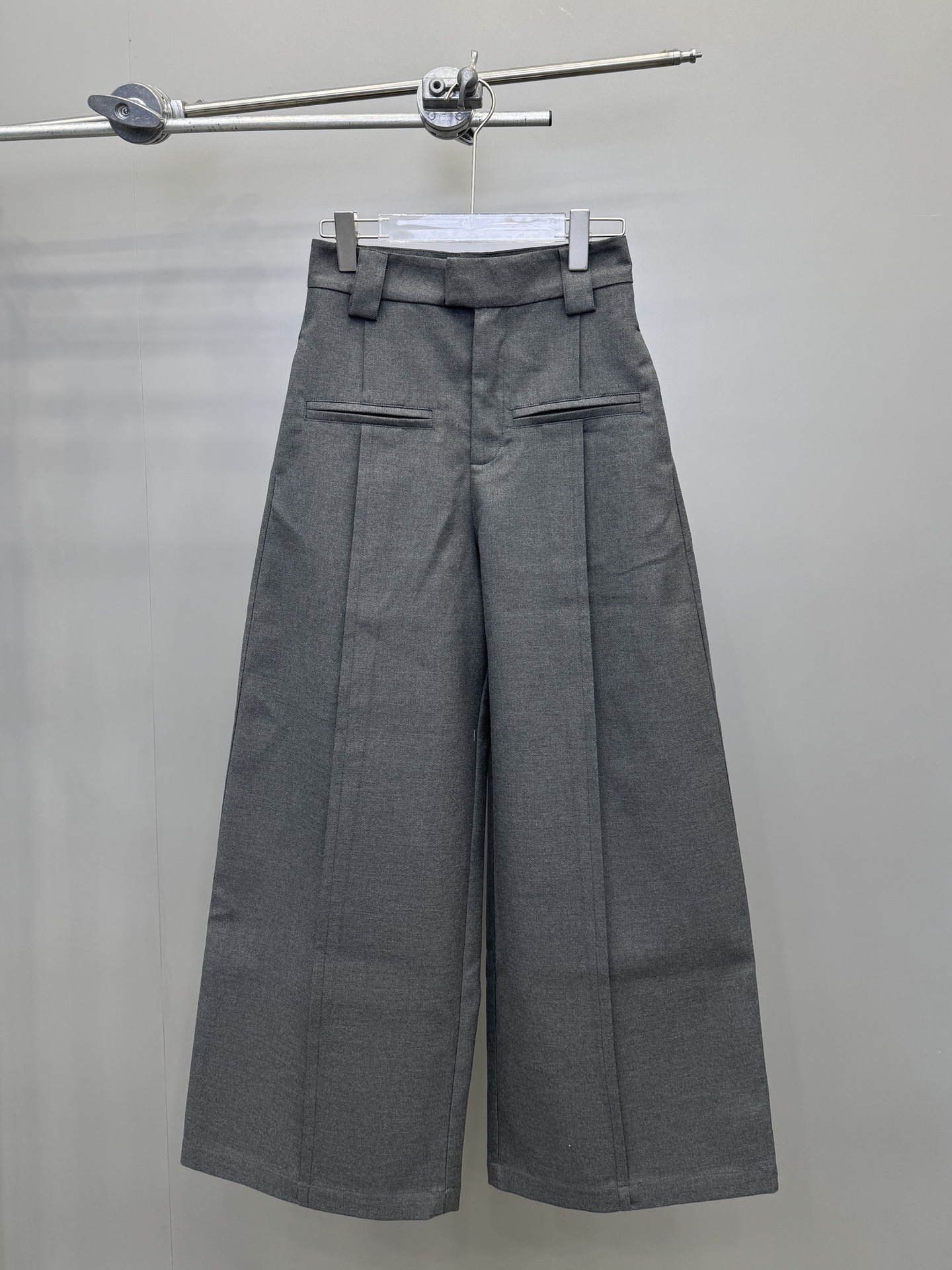 ワイドレッグ ハイウエストパンツ グレー 詳細画像 1