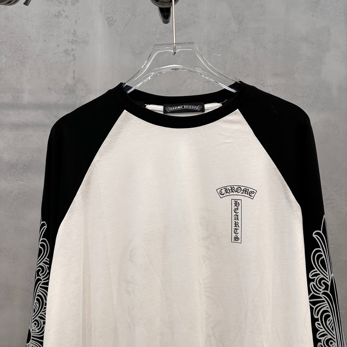 クロムハーツ バイカラー長袖Tシャツ ホワイト×ブラック 詳細画像 2