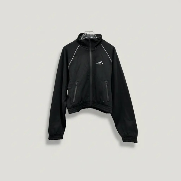 ロゴプリント ジップアップトラックジャケット ブラック