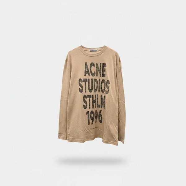アクネ ストゥディオズ ロゴプリント ロングスリーブTシャツ ベージュ