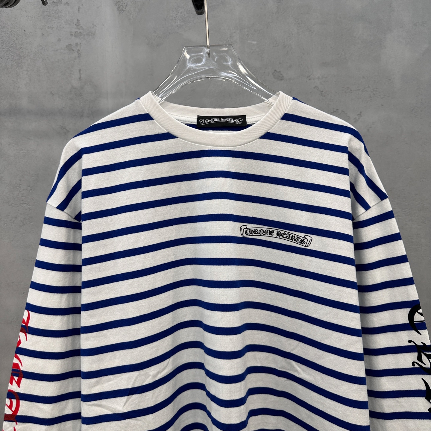 クロムハーツ ボーダー長袖Tシャツ ホワイト×ブルー 詳細画像 2
