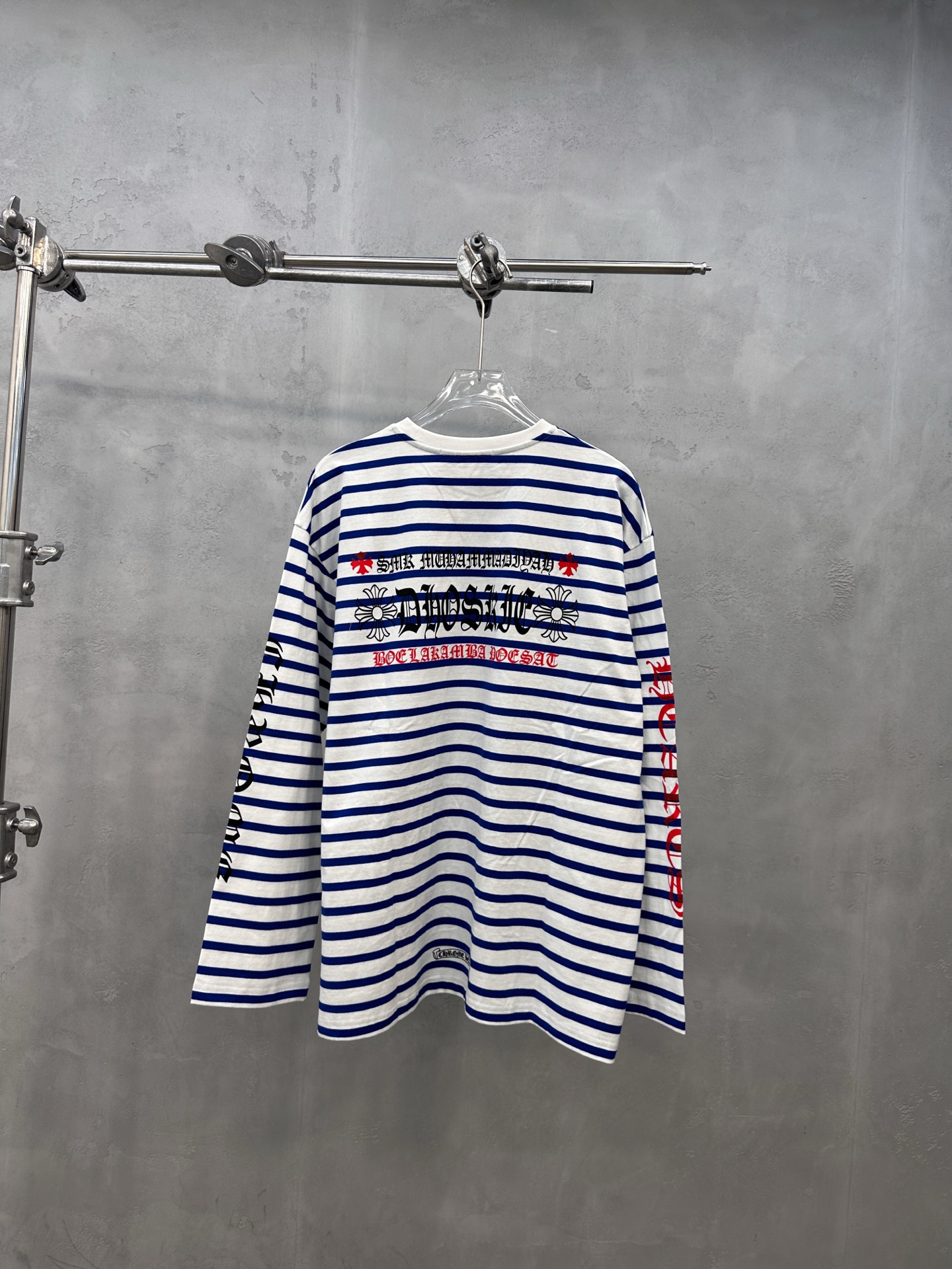 クロムハーツ ボーダー長袖Tシャツ ホワイト×ブルー 詳細画像 3