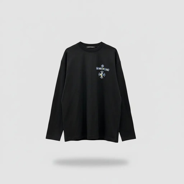 クロムハーツ 刺繍クロス長袖Tシャツ ブラック