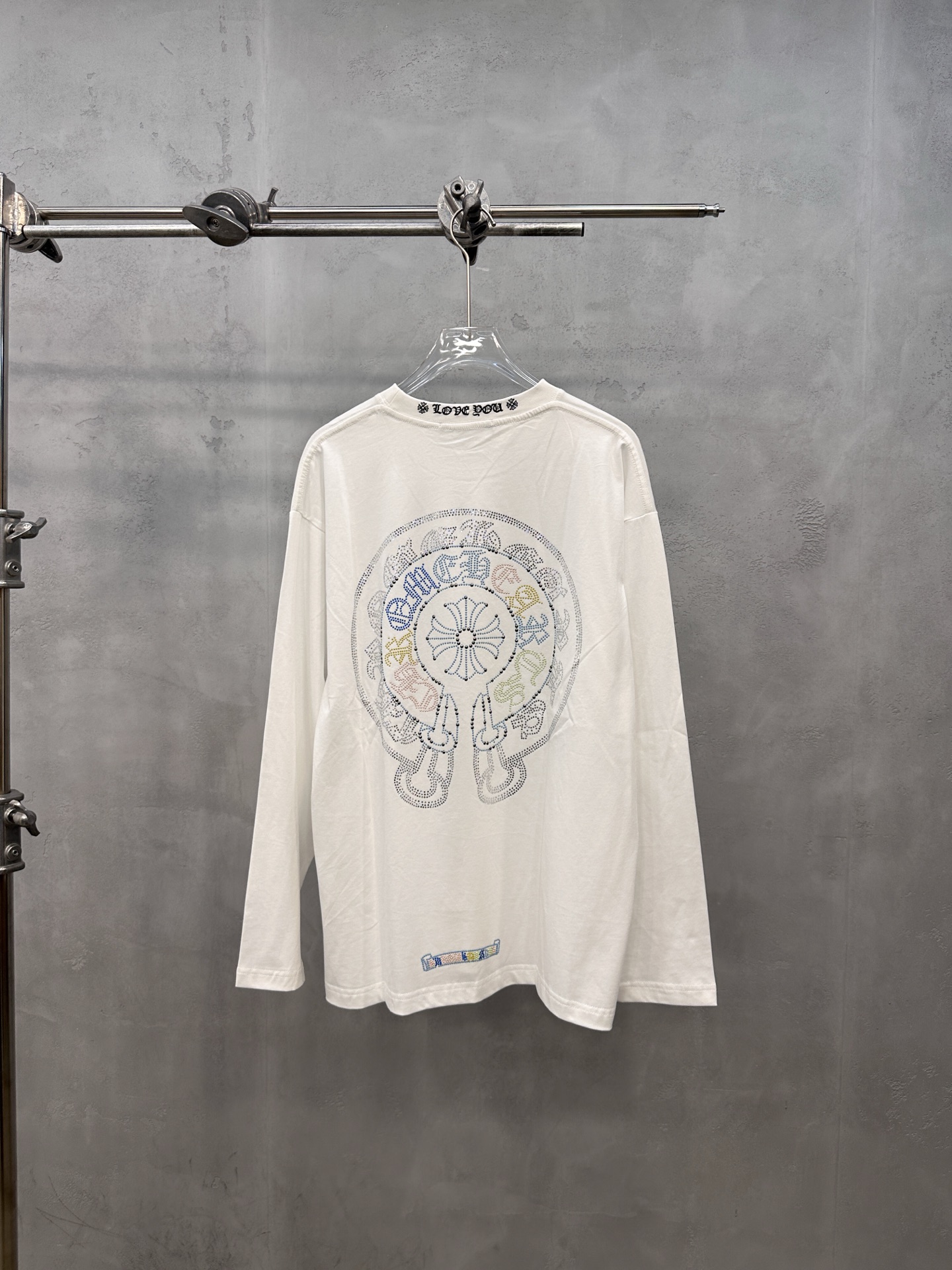 クロムハーツ フローラルクロス刺繍 長袖Tシャツ ホワイト 詳細画像 3