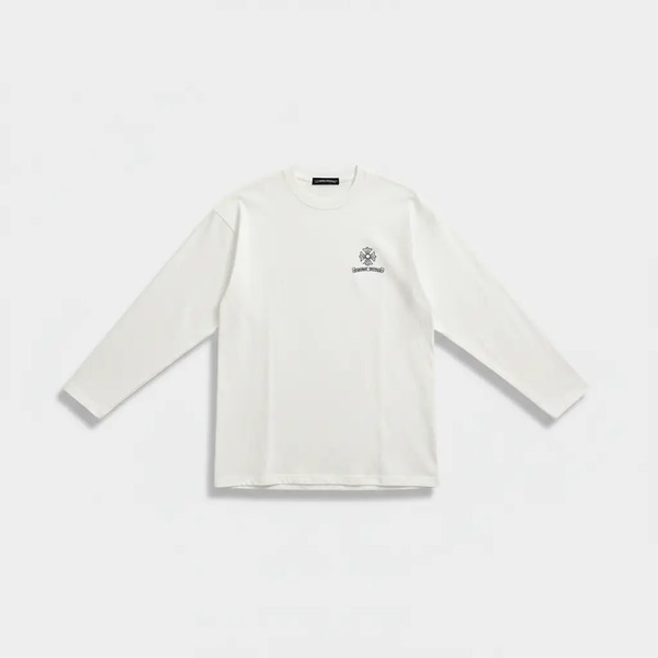 クロムハーツ ウォッシュ加工リネンコットン長袖Tシャツ ホワイト