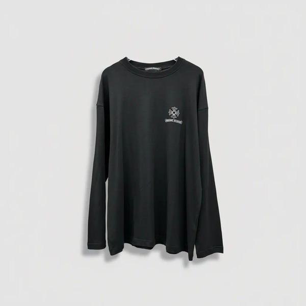 クロムハーツ 長袖Tシャツ ウォッシュ加工プリント ブラック